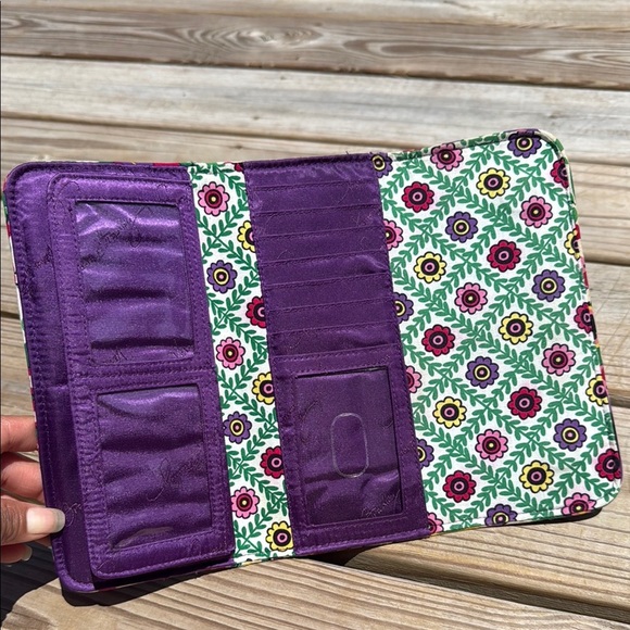 Vera Bradley Pink and Purple Quilted Wallet with Paisley Design - Picture 3 of 11
